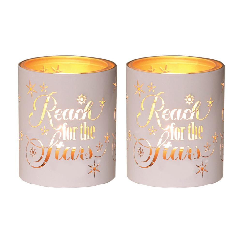 Aroma White & Gold Reach for the Stars 2 Tealight & Votive Holder Set £8.09